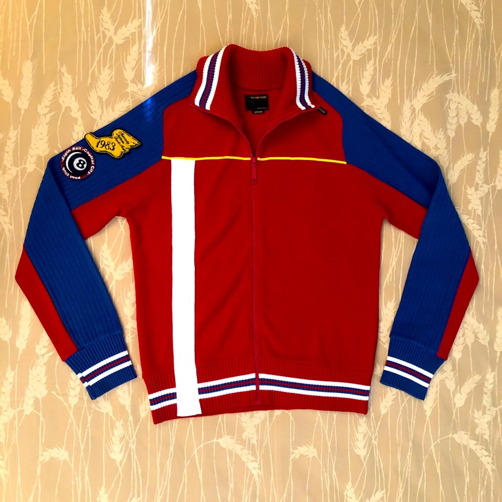 Energe Retro Varsity Zip Cardigan Sweater